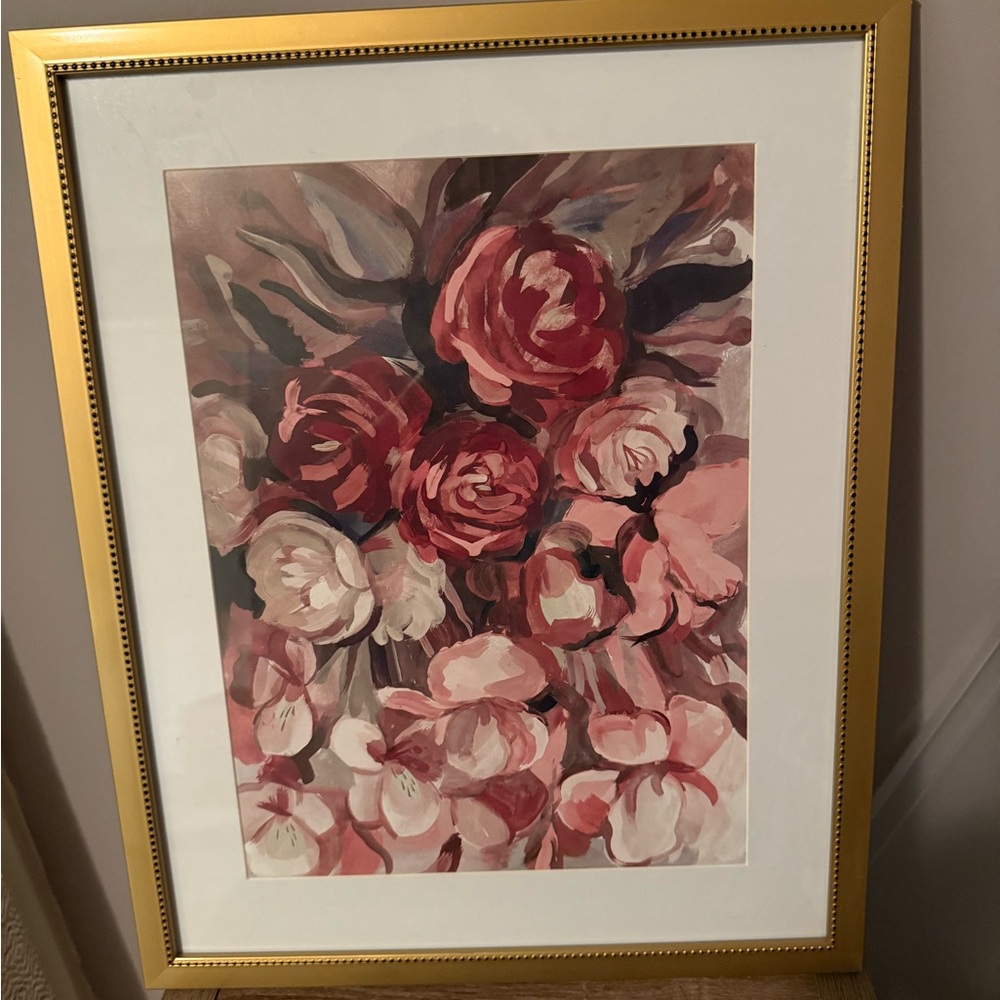 Elegant Floral Art Print in Gold Frame